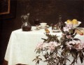 Naturaleza muerta rincón de una mesa pintor Henri Fantin Latour floral